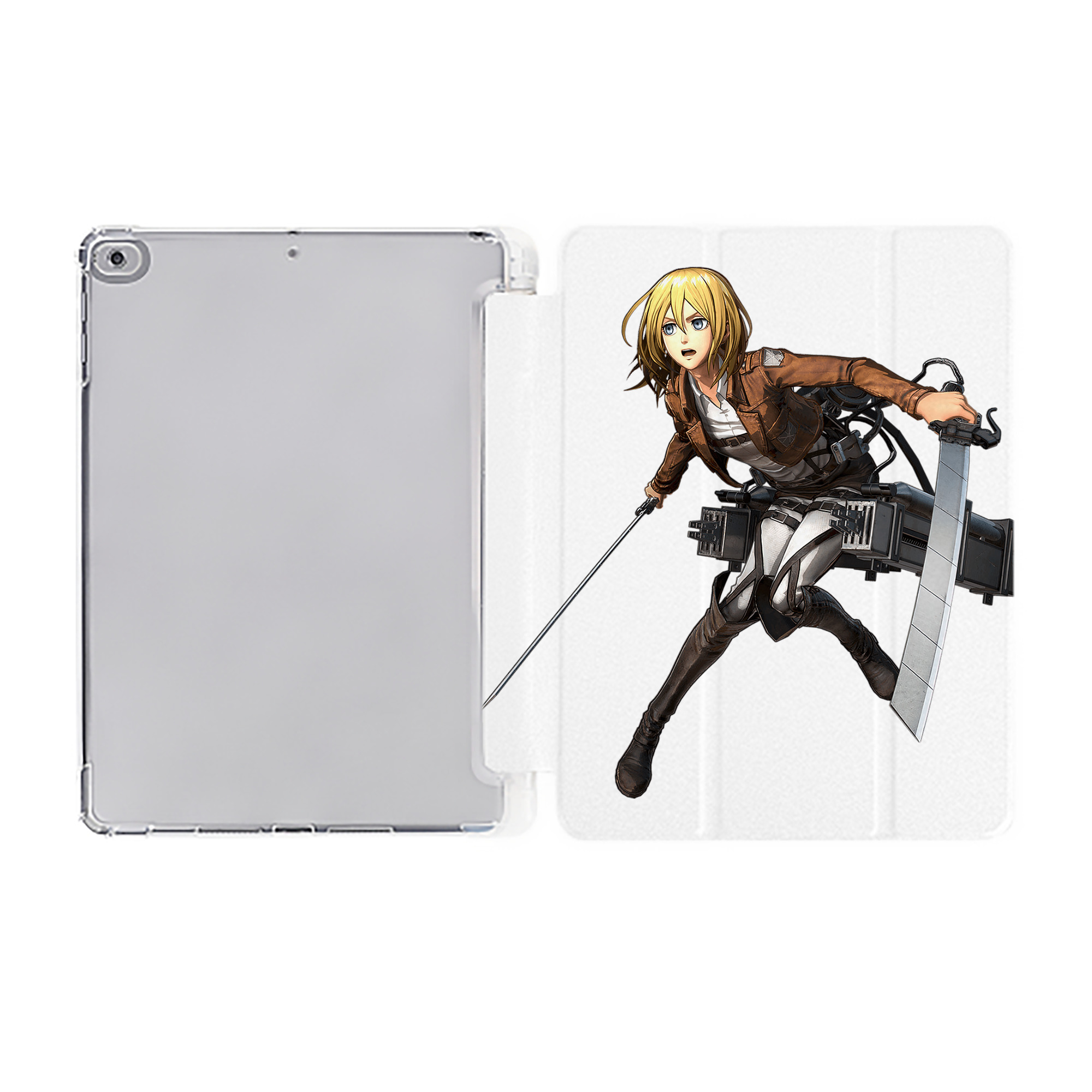 （画像用） 進撃の巨人 クリスタ·レンズ Attack on Titan Christa Lenz IPad ケース ペン収納付き 三つ折りスタンド PUレザー×シリコン 対応機種9.5/10.5/10.9インチ